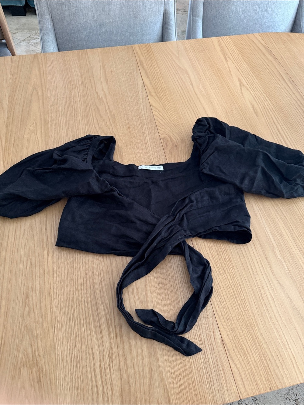 Faithfull the brand 100% linen tie front crop top